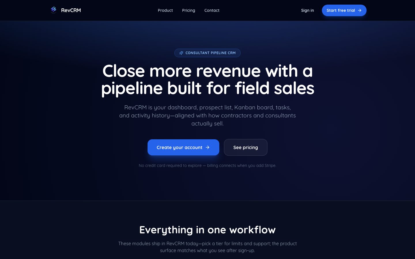RevCRM website preview
